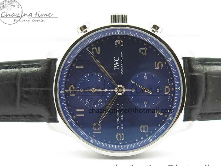 MIROTIME 0724 Timeless Portuguese Chrono IW371606 ZF 1:1 Best Edition Blue Dial on Black Leather Strap A 7099